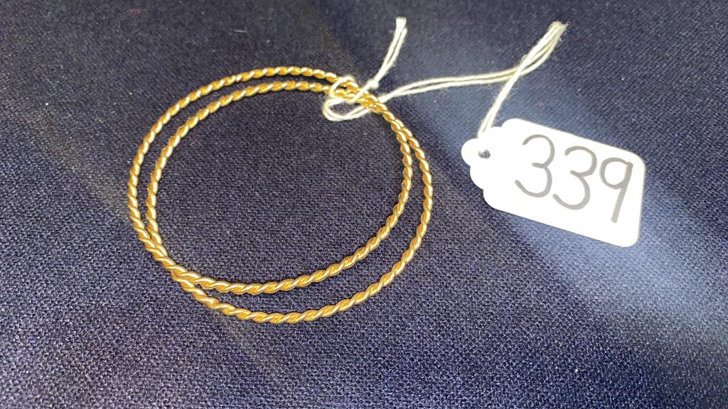 2 14k yellow gold twisted wire bracelets. Weigh (1 of 3)
