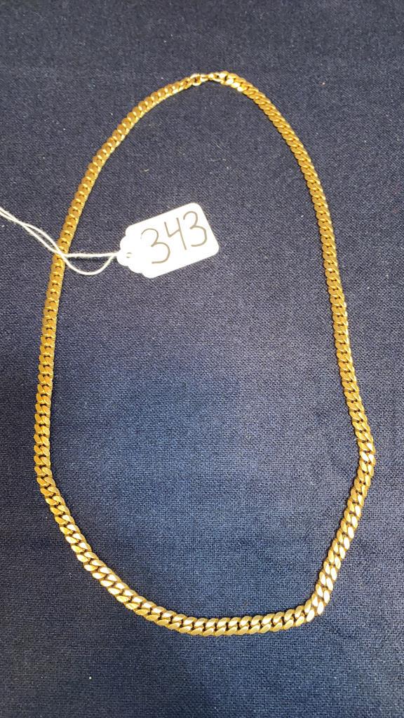 Yellow gold Cuban link chain necklace.: Clasp marked 18k and tests as suchchain testing at 14k. Weighs 74.2 grams.24" LONG