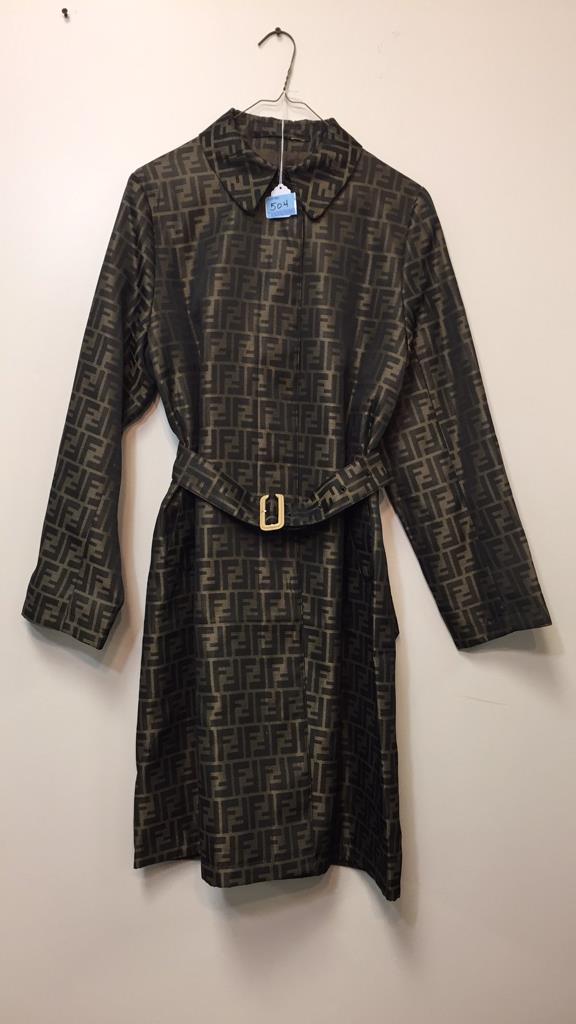 WOMEN'S VINTAGE FENDI ZUCCA LONG COAT NO SIZE: THE SIZE PORTION OF THE TAG HAS BEEN REMOVED . CHEST 21" LAYING FLAT