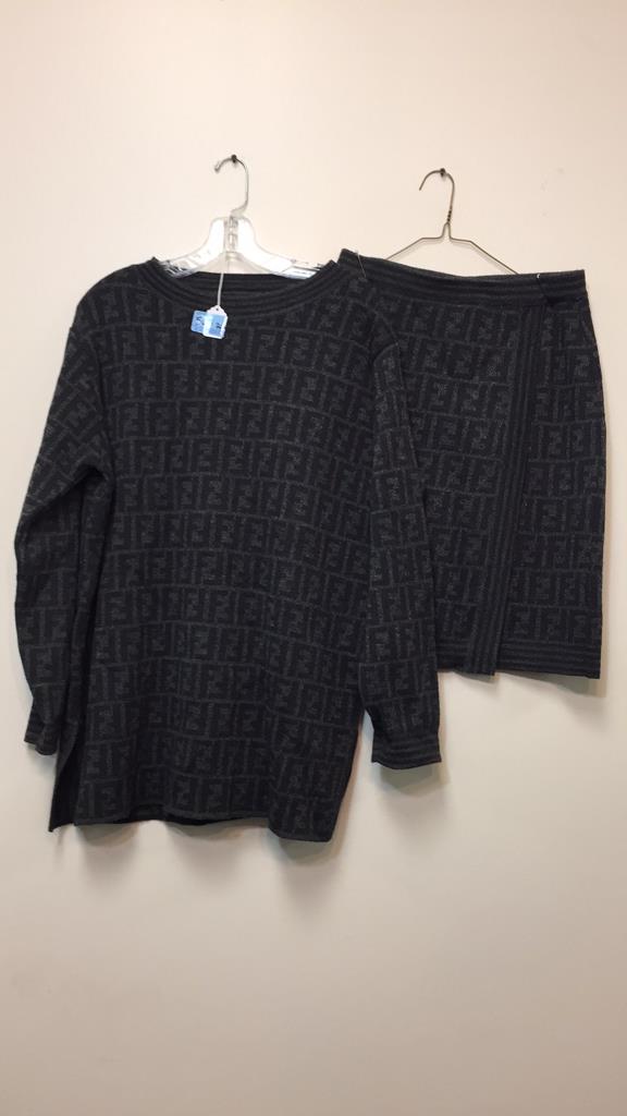 SIGNED FENDI MONOGRAM GRAY SWEATER & SKIRT (1 of 17)