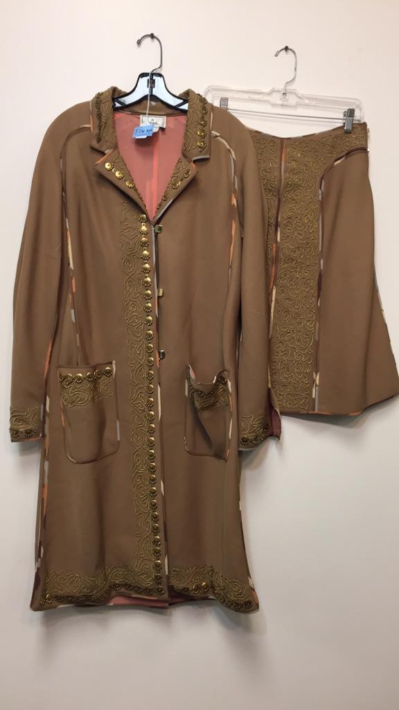 VTG. FENDI GOLD BEAD SOUTACHE EMB. COAT & SKIRT (1 of 20)
