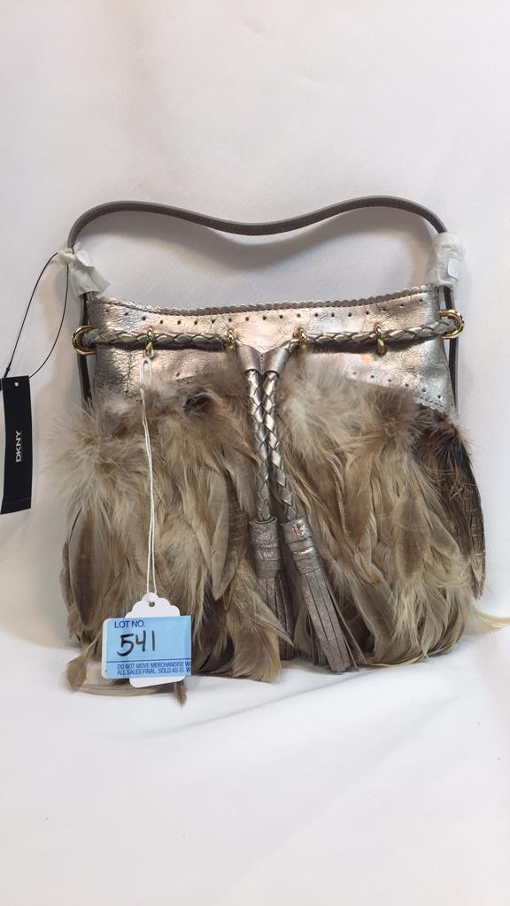 NEW DKNY SILVER / FEATHER HANDBAG (1 of 14)