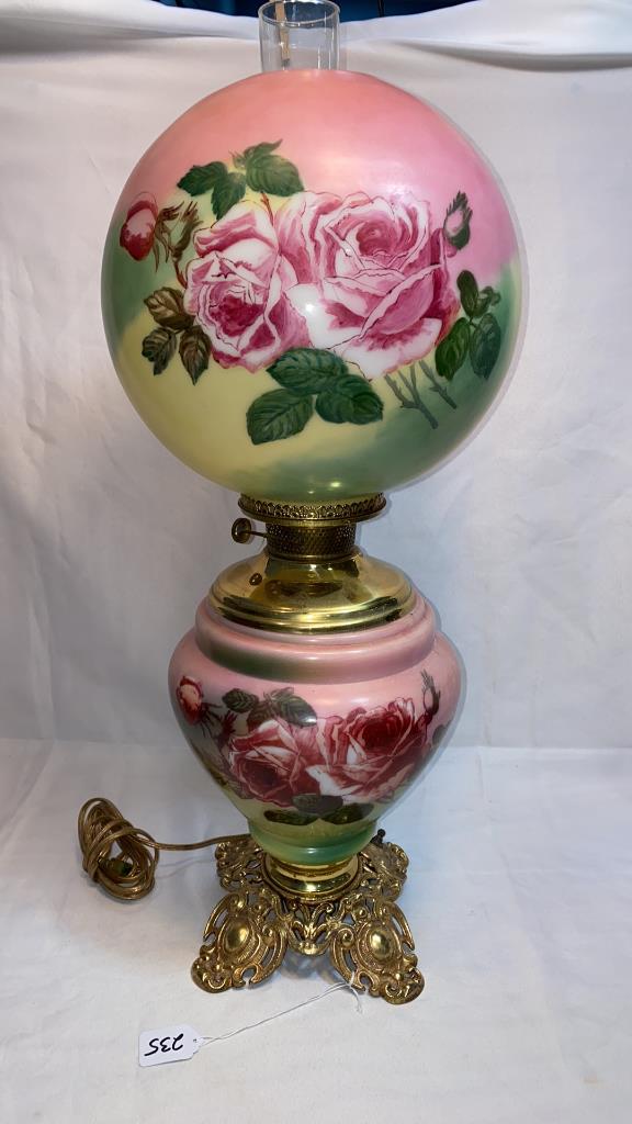 HAND PAINTED ANTIQUE GONE WITH THE WIND LAMP: 27" TALL