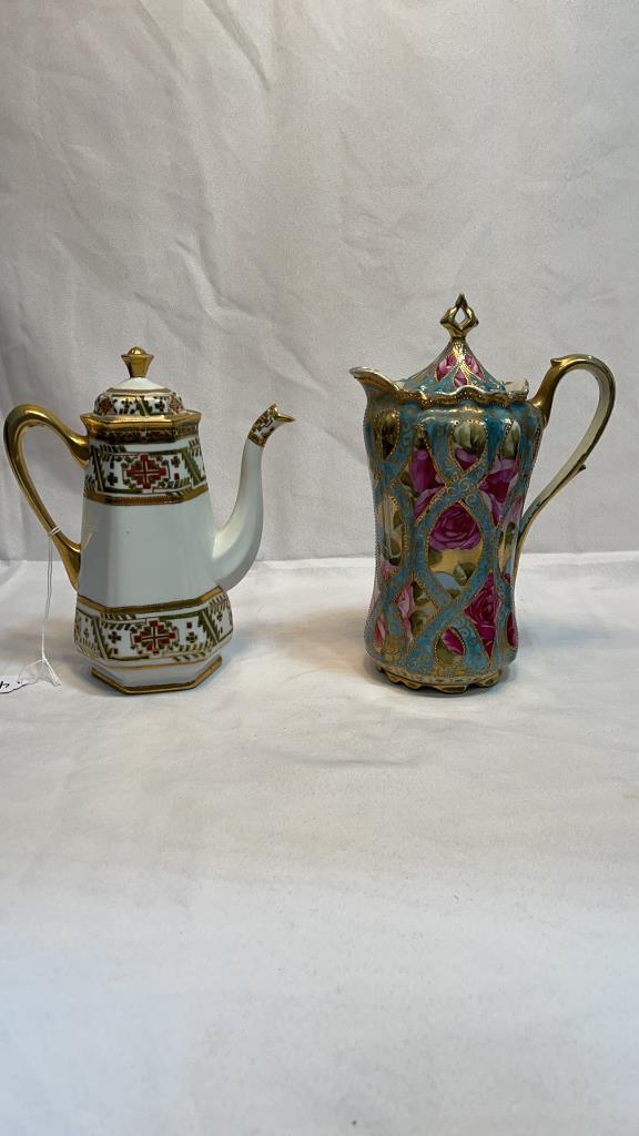 2 NIPPON HAND PAINTED PITCHERS: 2 NIPPON HAND PAINTED PITCHERS