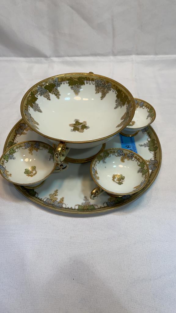 6 PC NIPPON SERVING SET W/TRAY, COMPOTE, CUPS: 6 PC NIPPON SERVING SET W/TRAY, COMPOTE, CUPS