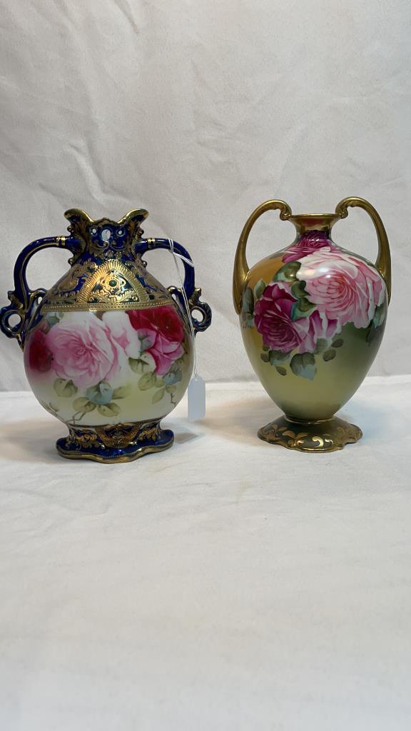 2 NIPPON HANDLED VASES: 2 NIPPON HANDLED VASES