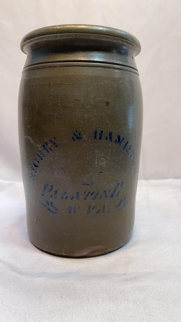 RICHHY & HAMILTON PALATINE W VA DECORATED CROCK: RICHHY & HAMILTON PALATINE W VA DECORATED CROCK