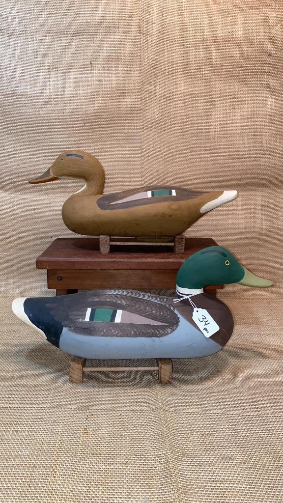 PAIR PAUL GIBSON MALLARD DECOYS: ORIGINAL PAINT