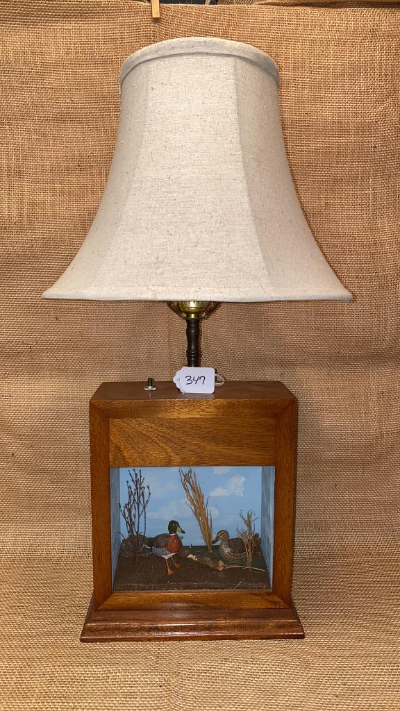SHADOW BOX LAMP WITH MALLARDS 8" W X 23" TALL: _