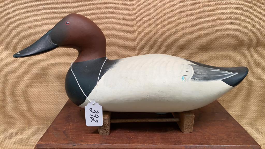 PAT VINCENTI CANVASBACK DRAKE DECOY: FULL SIZE, ORIGINAL PAINT