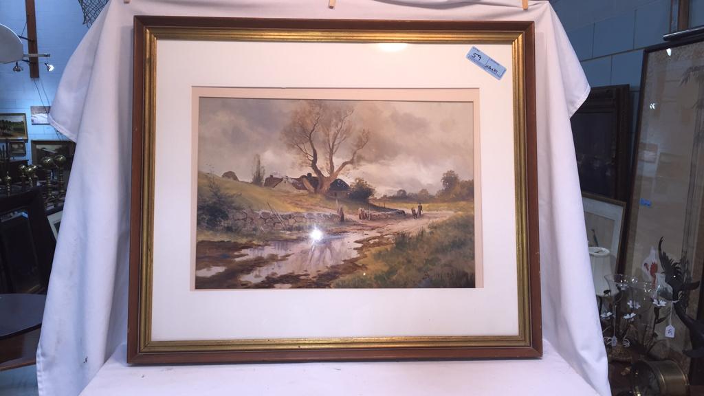 HUMEL WILSON WATERCOLOR PAINTING: OVERALL MEASURES 27" HEIGHT X 31 1/2" WIDTH