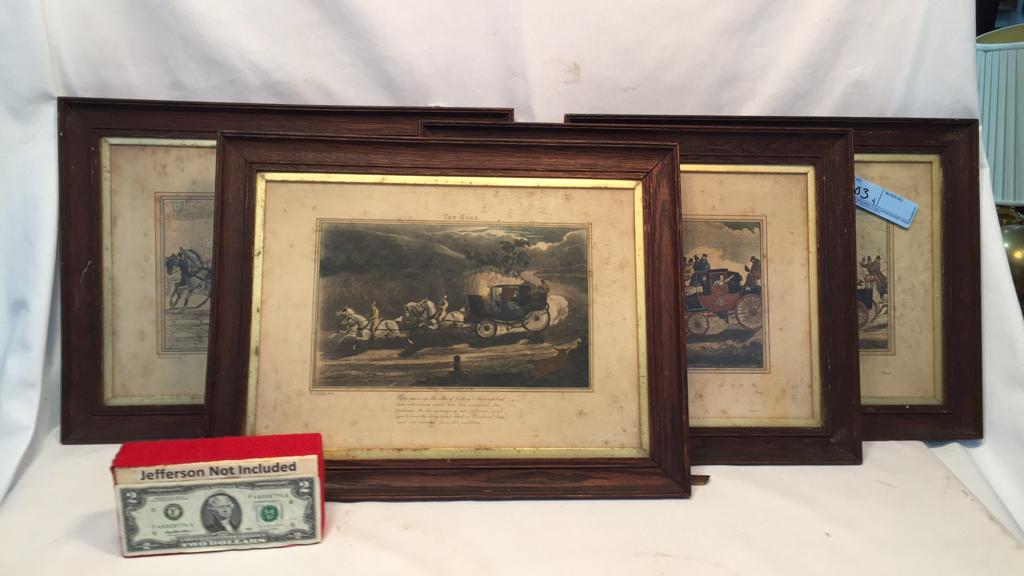 4 ANTIQUE ENGRAVINGS OF STAGE COACHES (1 of 10)