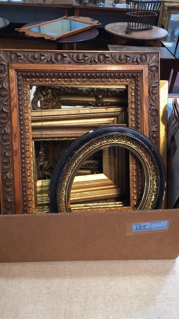 BOX OF ANTIQUE & VINTAGE FRAMES: SOME BREAKS AND LOSSES