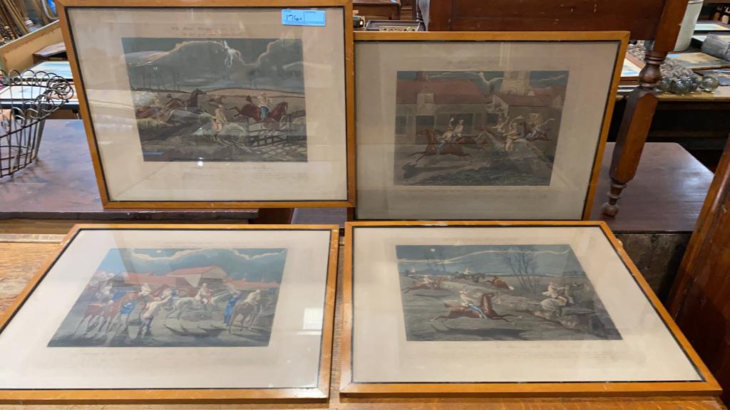 SET OF 4 PRINTS "THE FIRST STEEPLE CHASE ON (1 of 9)