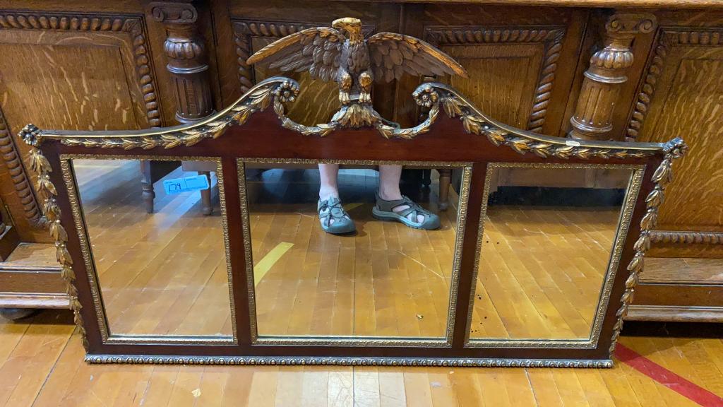 MAHOGANY & GOLD GILT MIRROR W/EAGLE (1 of 6)