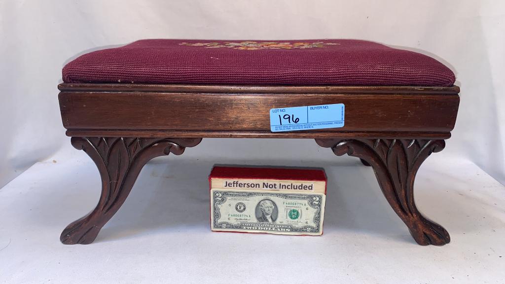 CARVED NEEDLEPOINT STOOL (1 of 3)