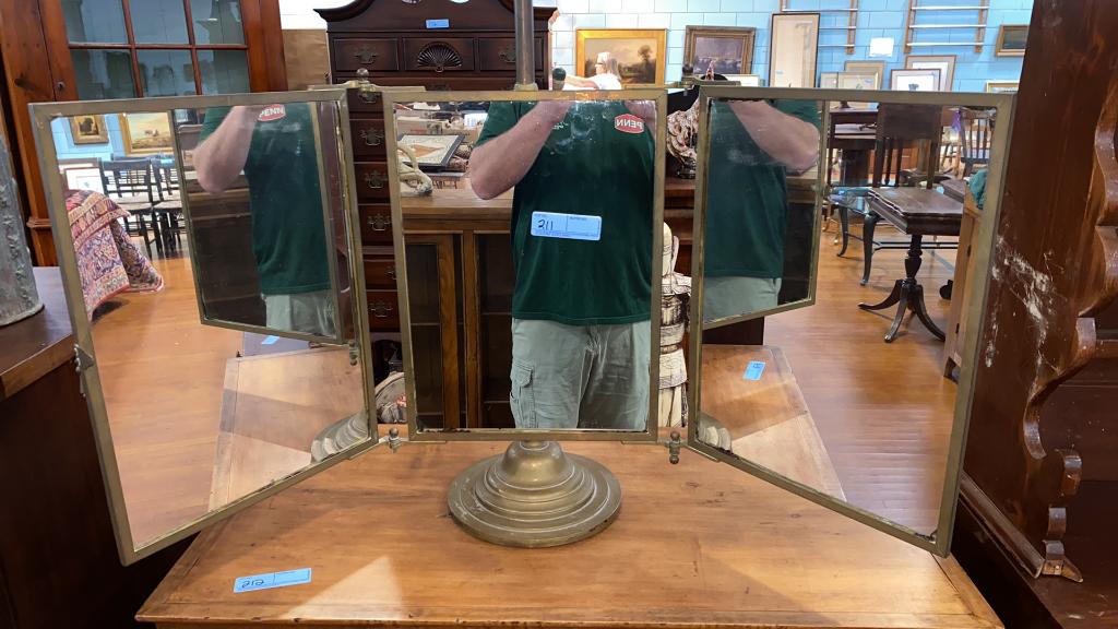 HEAVY BRASS FRENCH 3 SECTION MIRROR 40 1/2" TALL (1 of 5)