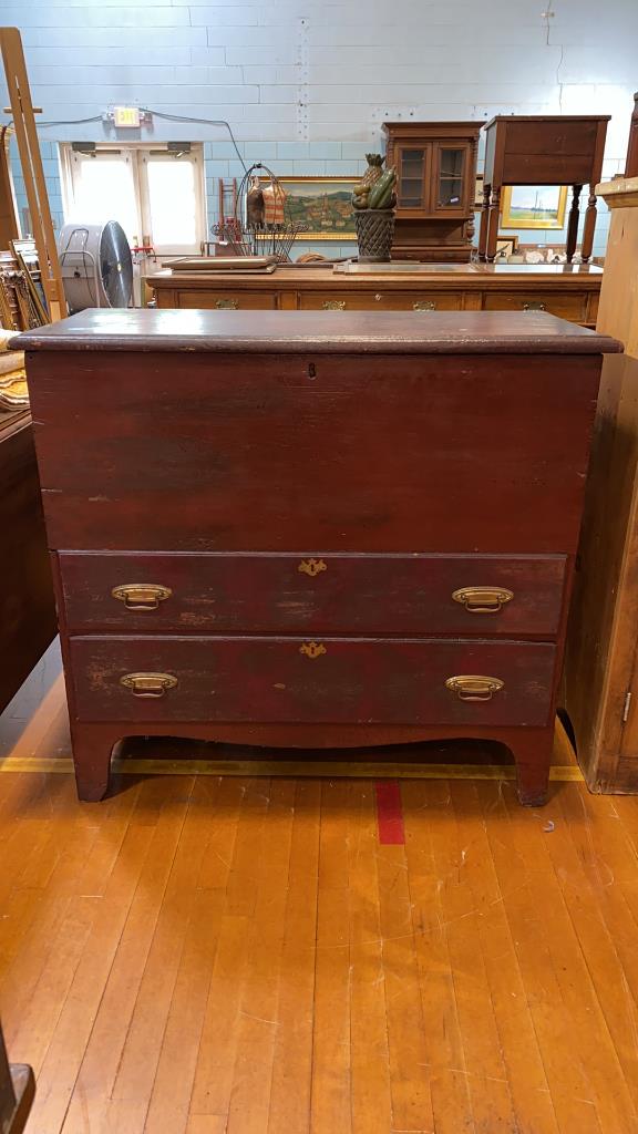 ANTIQUE PINE MULE CHEST: 42" WIDE X 19 1/2" DEEP X 39" TALL