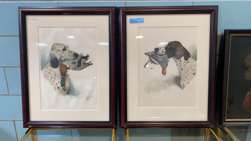 PR LARGE HUNTING DOG PRINTS SIGNED BORIS RIAB (1 of 7)