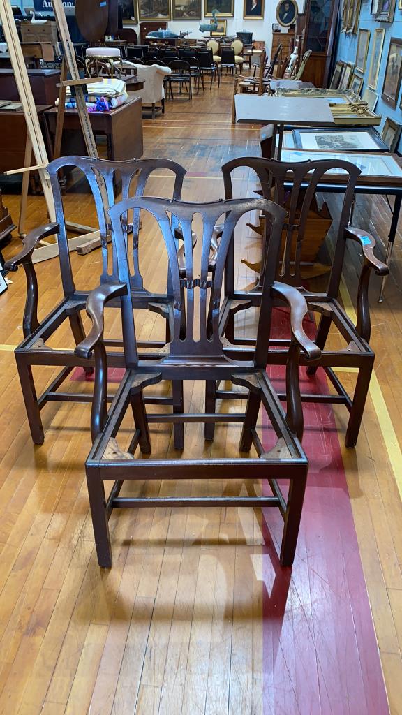 3 SOLID MAHOGANY CHIPPENDALE STYLE ARM CHAIRS (1 of 5)