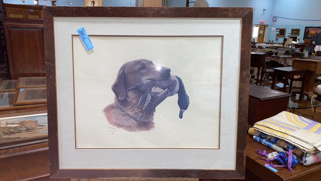 2 LARGE LOUIS FRISINO HUNTING DOG PRINTS (1 of 6)