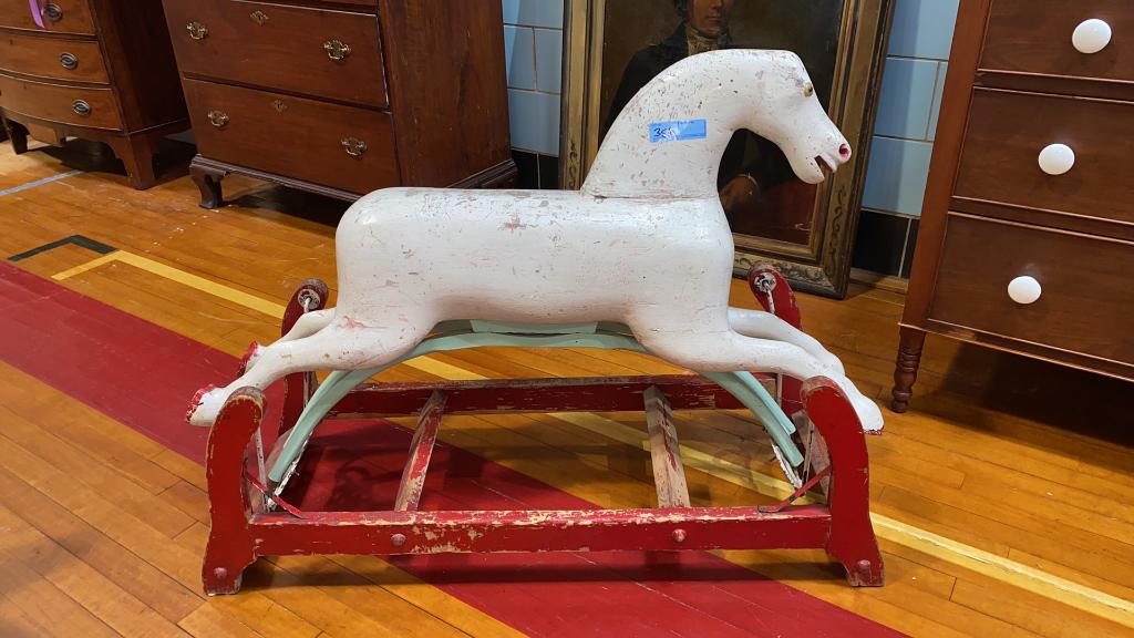 ANTIQUE HORSE RIDING TOY 45" LONG - AS IS (1 of 4)