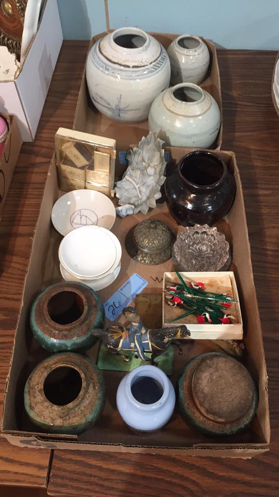VARIOUS POTTERY, GINGER JARS, RETRO GLASS PICKS (1 of 11)