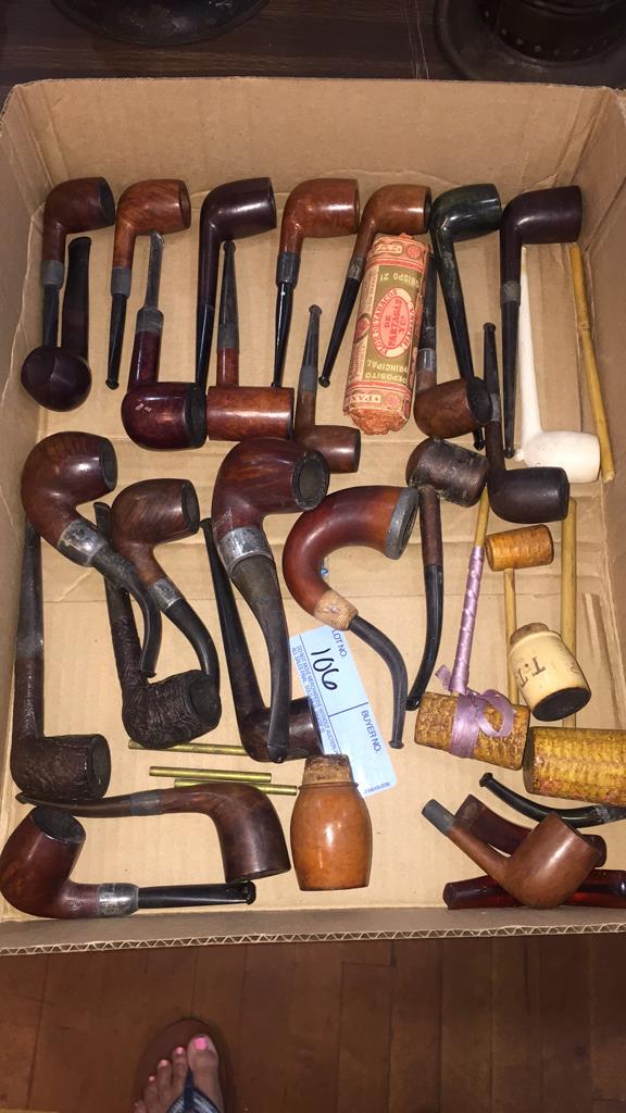 LARGE BOX LOT ANTIQUE TOBACCO / SMOKING PIPES (1 of 20)