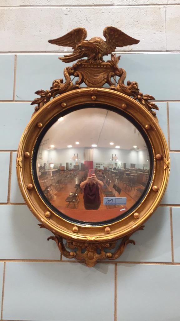 FEDERAL STYLE BULLSEYE MIRROR W/EAGLE & DRAGONS (1 of 7)