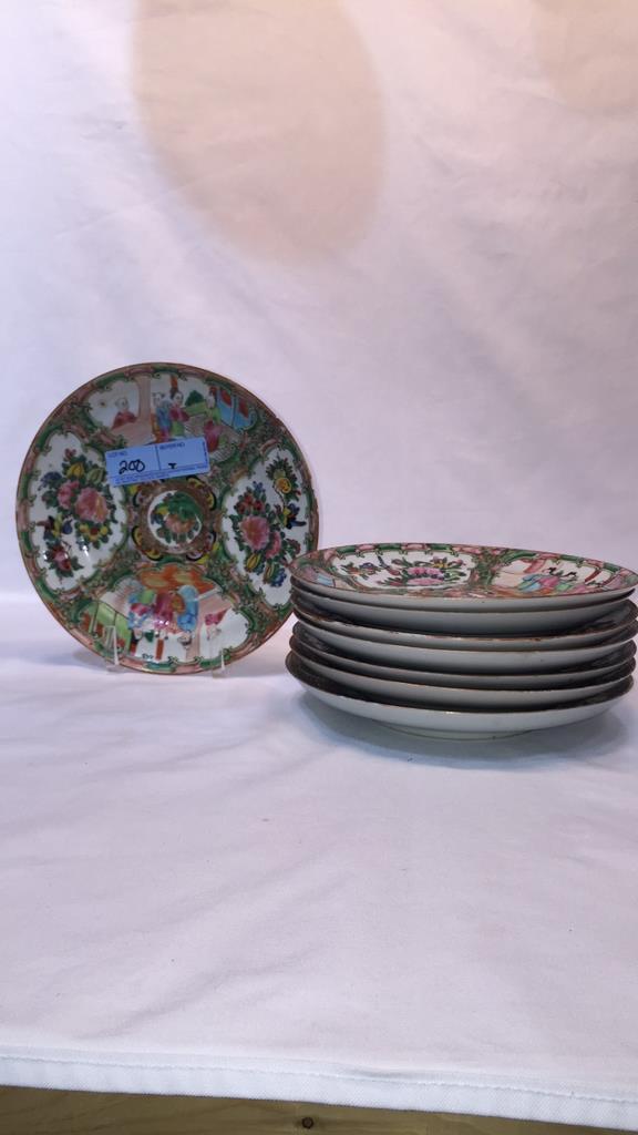 8 ANTIQUE ROSE MEDALLION DINNER PLATES ~ 9 3/4" (1 of 4)