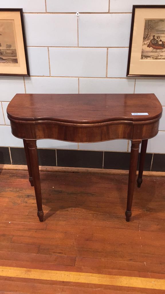 ANTIQUE MAHOGANY SHERATON GAME TABLE (1 of 9)