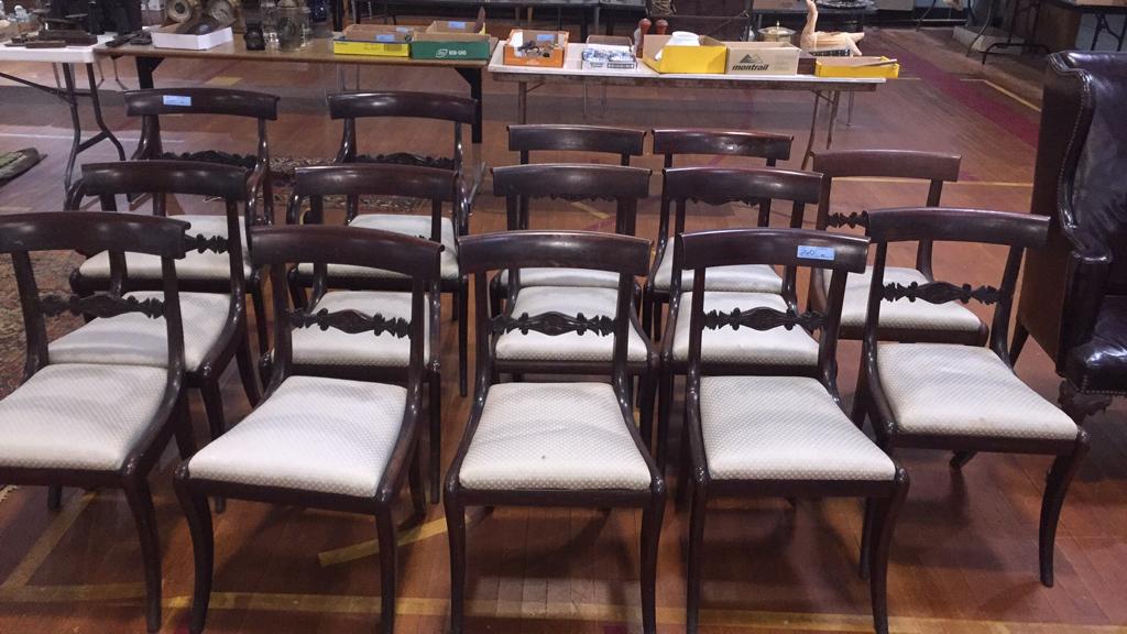SET OF 14 MAHOGANY SABER LEG DINING CHAIRS (1 of 12)