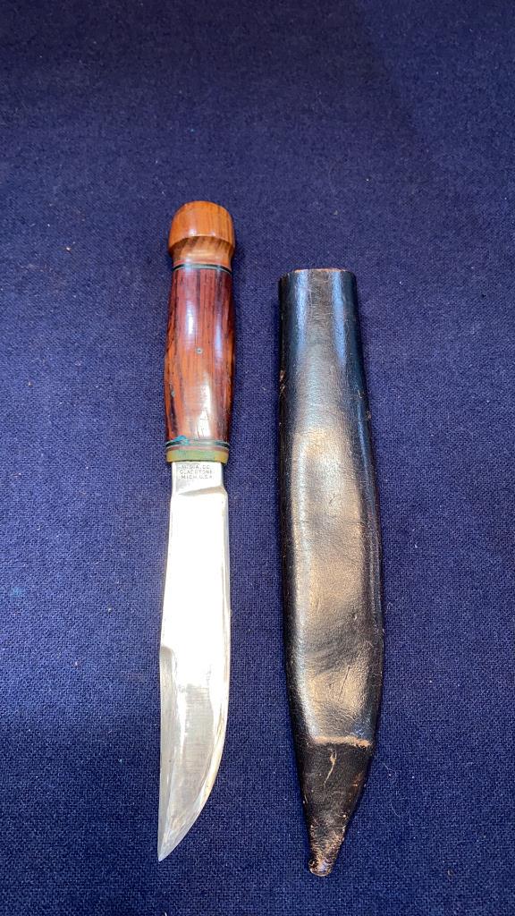 MARBLE'S HUNTING KNIFE w/INLAID HANDLE & SHEATH (1 of 6)