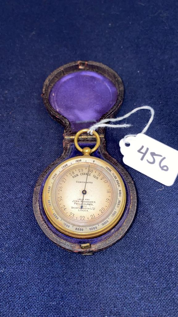 ANTIQUE POCKET BAROMETER SHORT & MASON LTD (1 of 5)