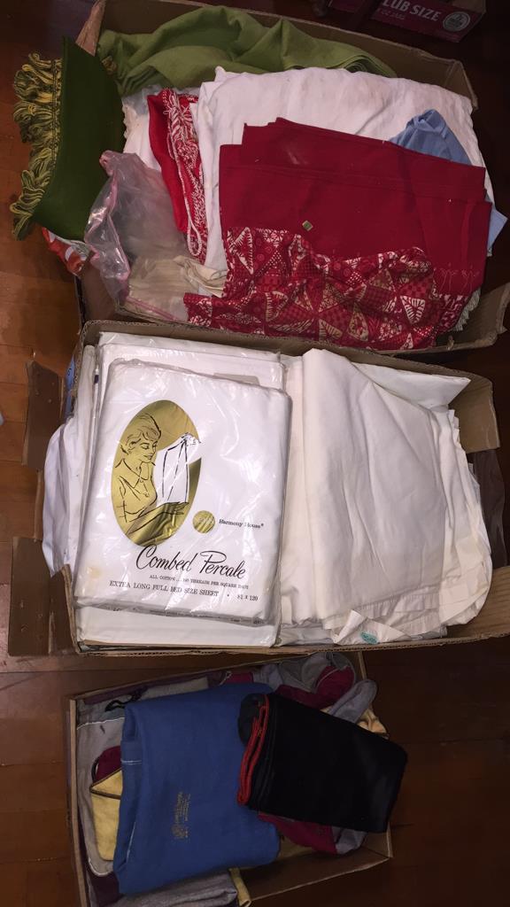 VTG. LINENS, FELT SILVER PROTECTOR BAGS ETC: ~