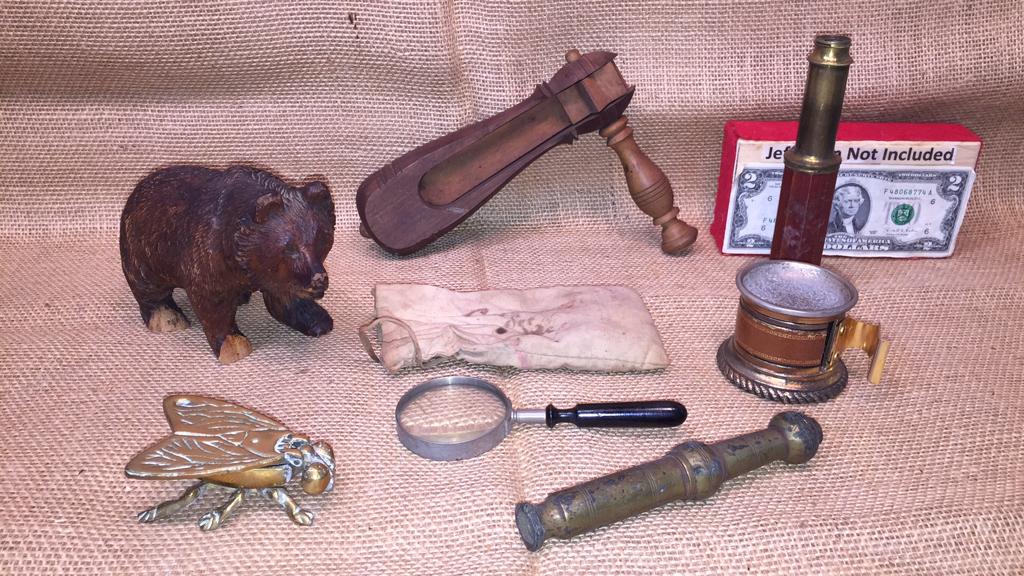 MISC. LOT WOODEN NOISE MAKER, EYE PIECE (1 of 10)