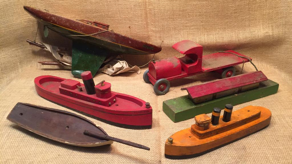 2 BOXES ANTIQUE BOATS, TOYS, CANNON, SCALES ETC (1 of 9)