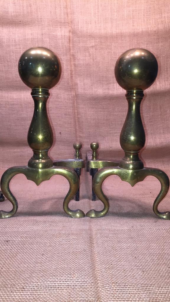3 PAIR ANDIRONS - LARGEST 15" TALL (1 of 4)