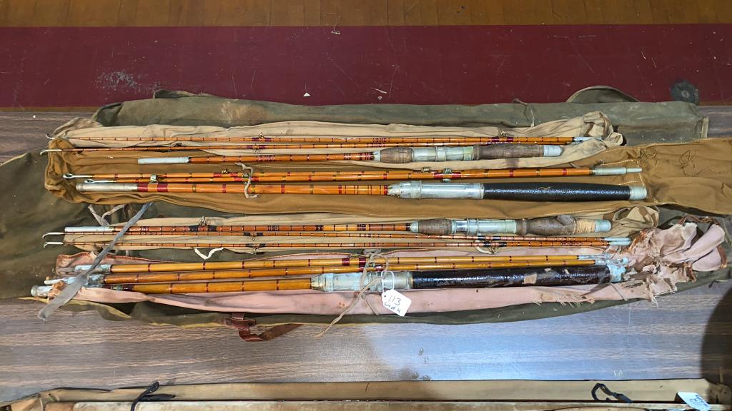 4 VINTAGE FLY RODS W/ CASES & IN TRAVEL CASE (1 of 8)