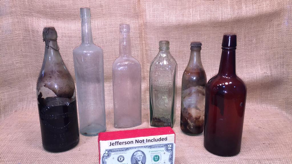 6 VARIOUS ANTIQUE BOTTLES 10" - 13.5" (1 of 4)