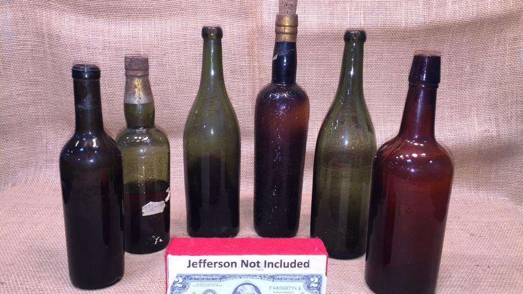 6 VARIOUS ANTIQUE BOTTLES - SOME HAND BLOWN GLASS (1 of 4)