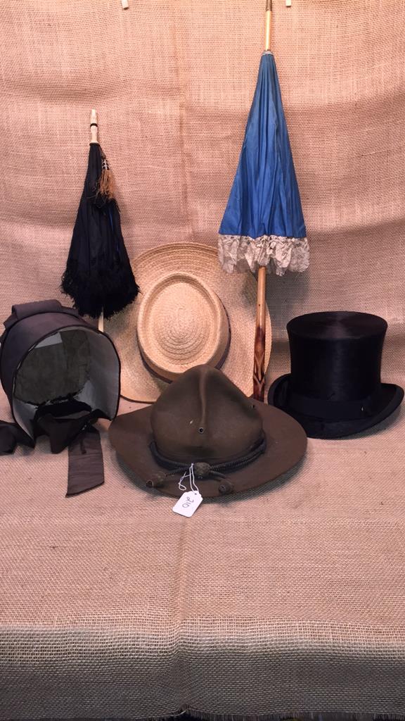 LOT VINTAGE HATS, PARASOLS, WALKING STICKS (1 of 20)