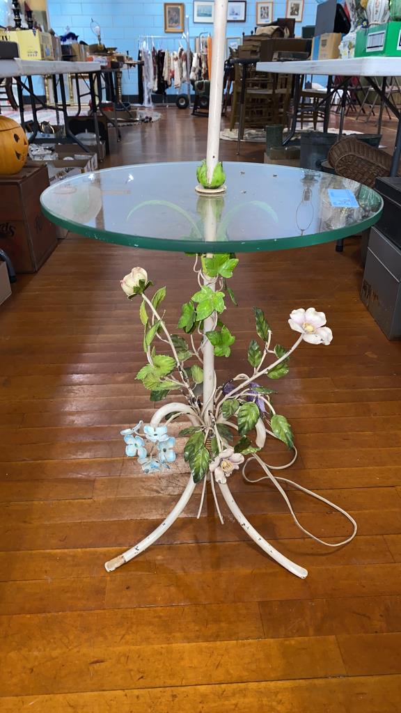 LAMP TABLE W/ METAL FLOWERS 53" TALL (1 of 4)