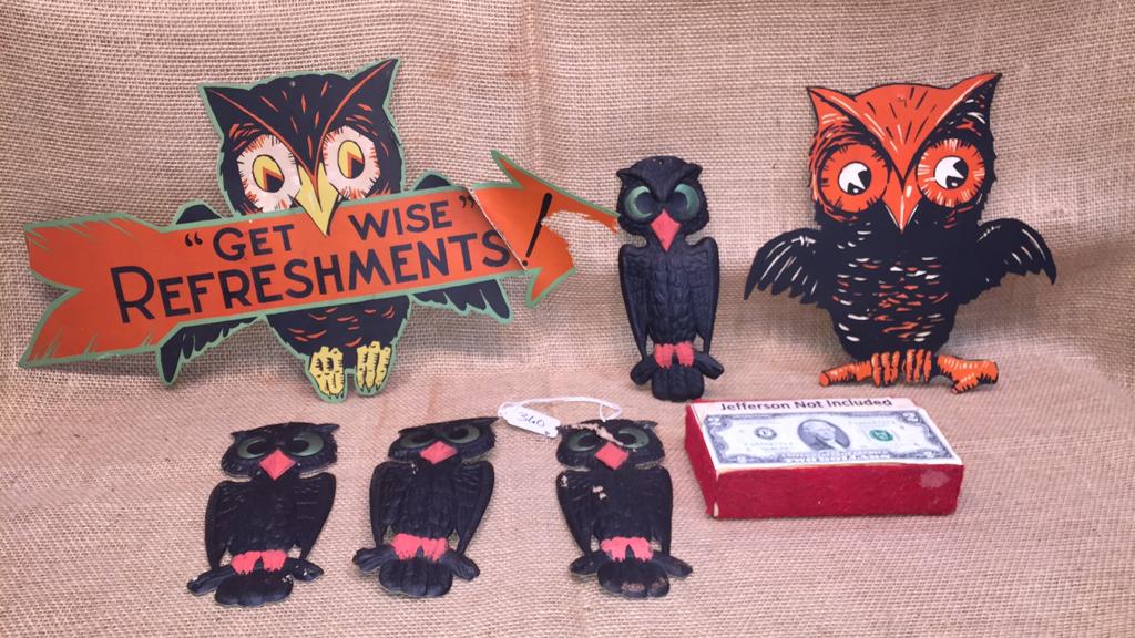 5 VARIOUS OWL HALLOWEEN DECORATIONS (1 of 9)