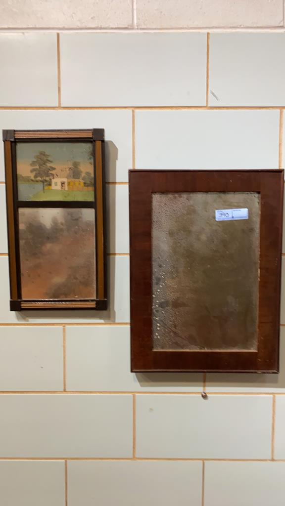 2 ANTIQUE MIRRORS/ 1 W/REVERSE PAINTED TOP: ~