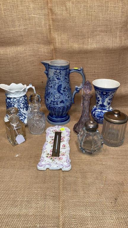 LOT CRYSTAL, STONEWARE PITCHER, LOT ETC. (1 of 6)