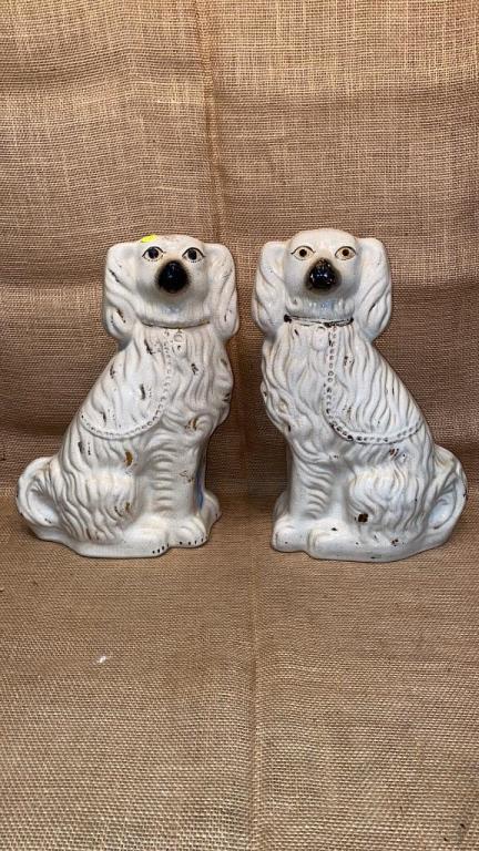 PAIR LARGE STAFFORDSHIRE DOGS: ~