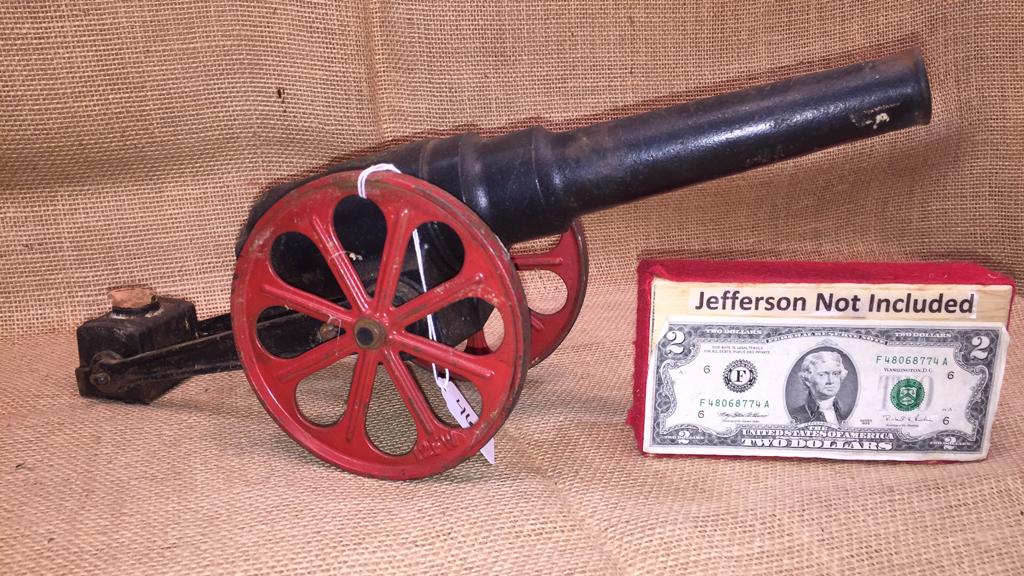CAST IRON TOY CANNON: SIGNED 12 FDB