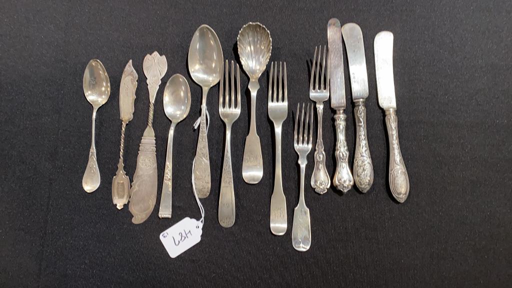 13 PCS OF STERLING, EARLY SILVER, & STER. HANDLES (1 of 5)