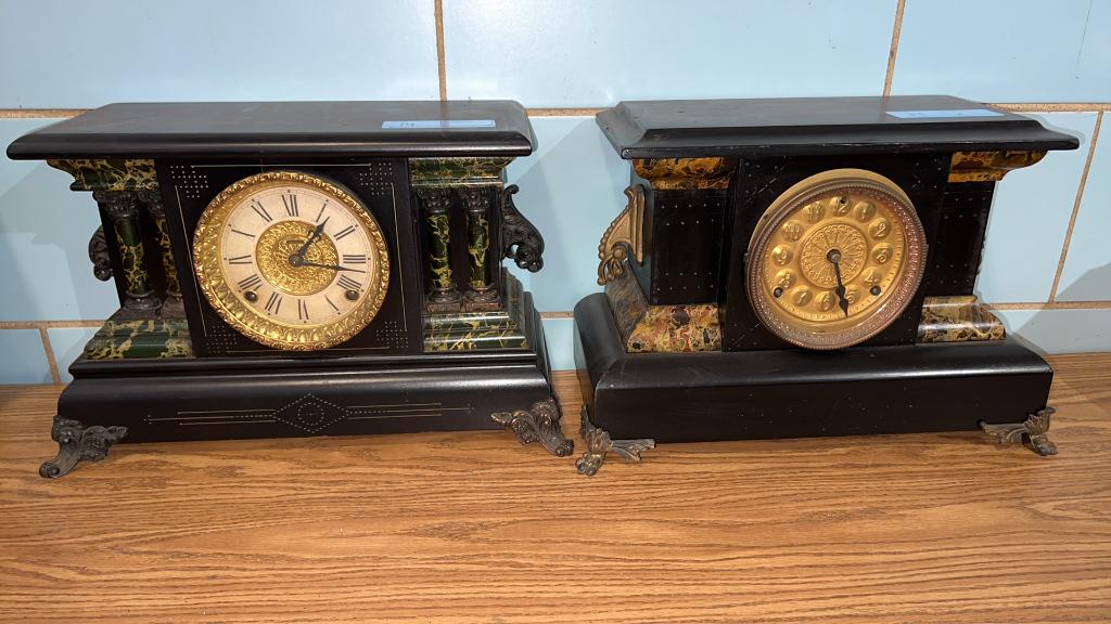 2 BLACK MANTEL SHELF CLOCKS (1 of 4)